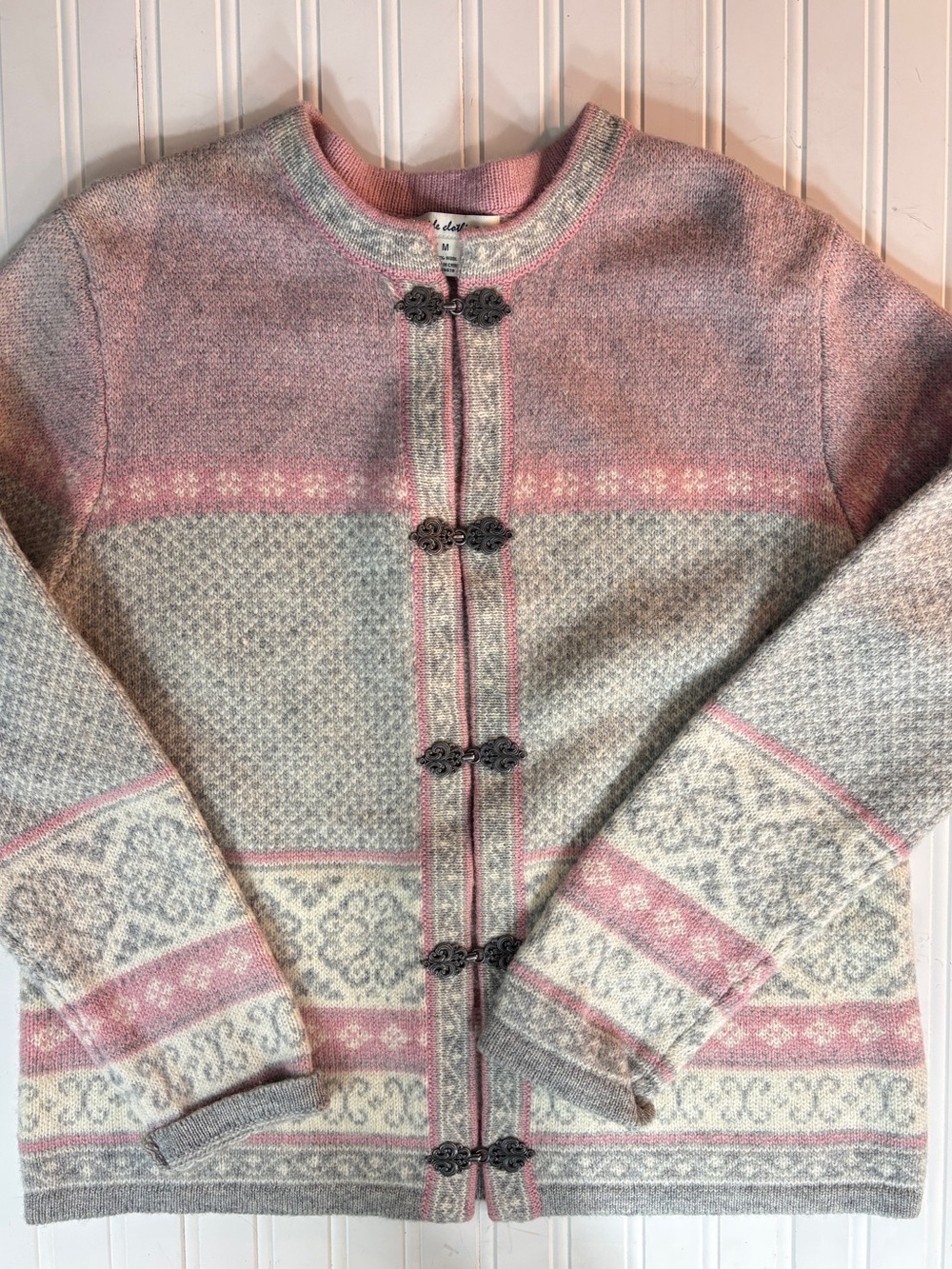 Nordic Pattern 100% Wool Cardigan Apres Ski Winter